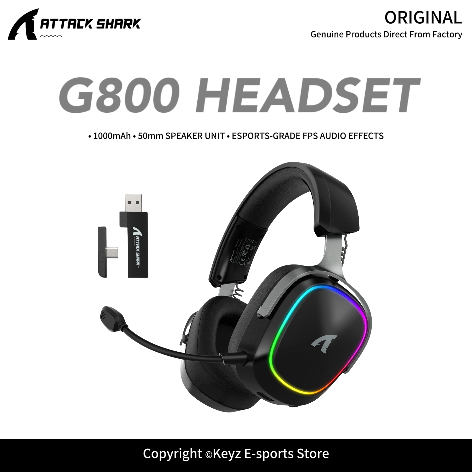 Gaming Headset Rgb - ATTACK SHARK G800 Bezprzewodowy zestaw słuchawkowy