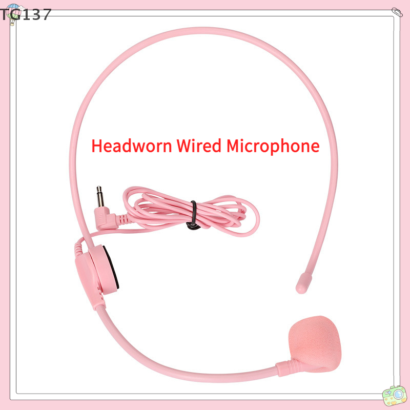 Wired Earphone Mic - 1 szt. Różowy mikrofon przewodowy nauszny